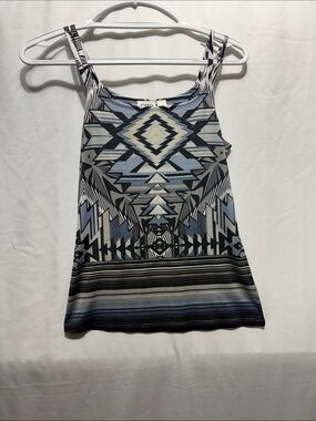 Chico's Blue, White & Black Geometric-Print Tank